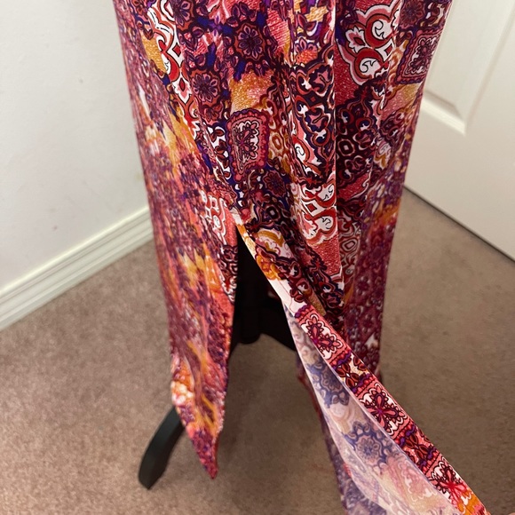 Pink boho print side split maxi size small - Picture 1 of 5